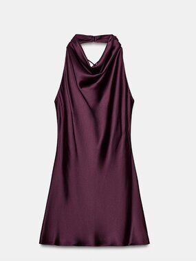 Zara Satin Effect Short Dress in Burgundy — brand new with tags ✨